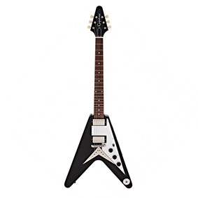 Guitarra Epiphone Flying V Original Series Ebony Preta C/ Escudo Branco e Escala Escura