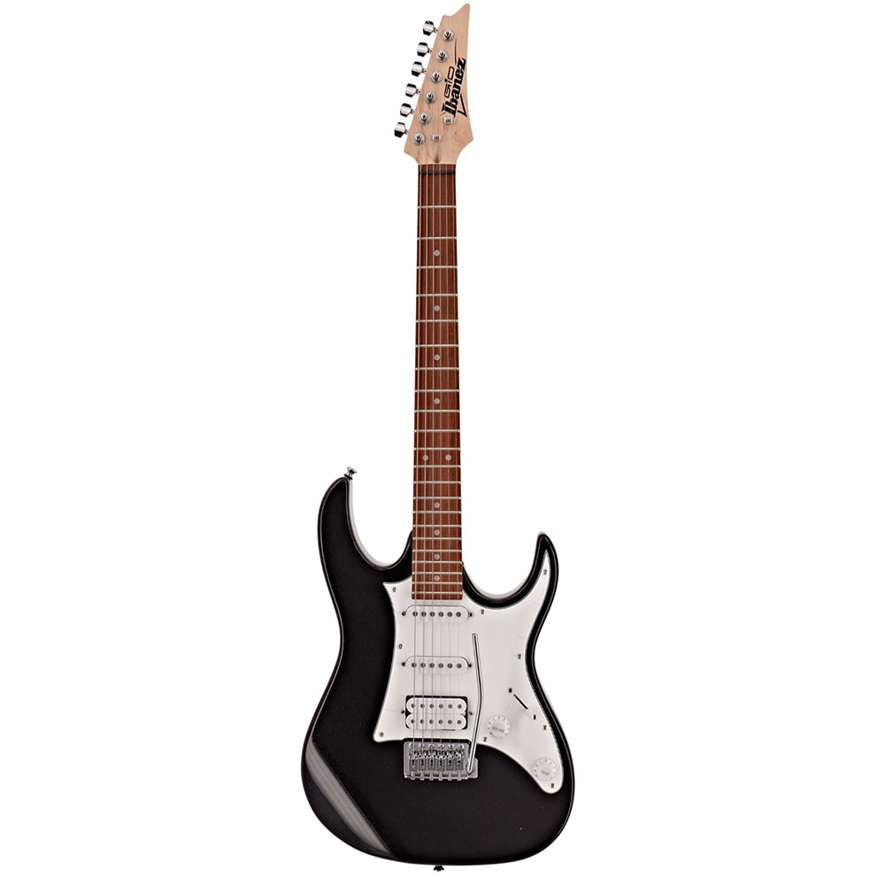 Guitarra Ibanez GRX40 BKN E/WH RG Gio Series Stratocaster HSS Black Night C/ Escala Escura e Escudo Branco