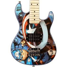 Guitarra Infantil PHX GMC-K2 Capitão América Linha Marvel Stratocaster Estampada