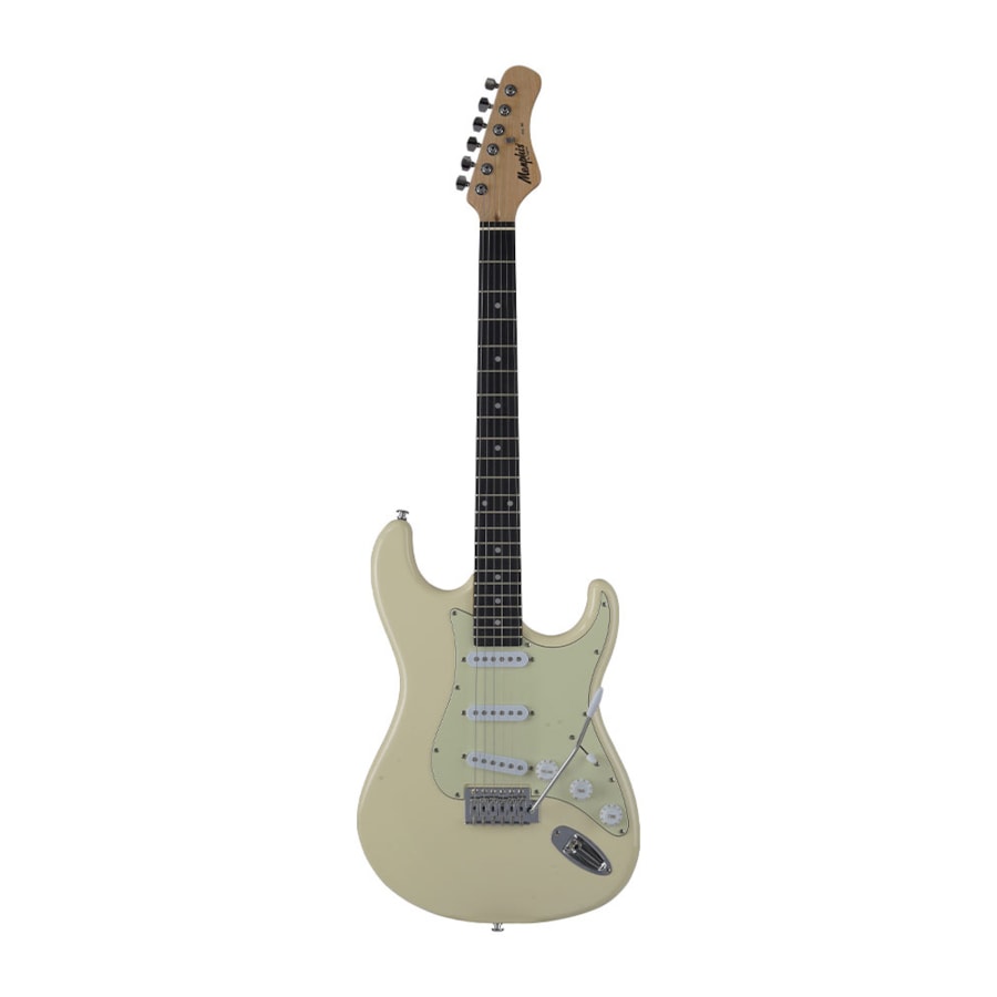 Guitarra Memphis by Tagima MG-30 OWH E/MG Memphis Series Stratocaster Branca C/ Escudo Mint Green e Escala Escura Guitarra Memphis by Tagima MG-30 OWH E/MG Memphis Series Stratocaster Branca C/ Escudo Mint Green e Escala Escura
