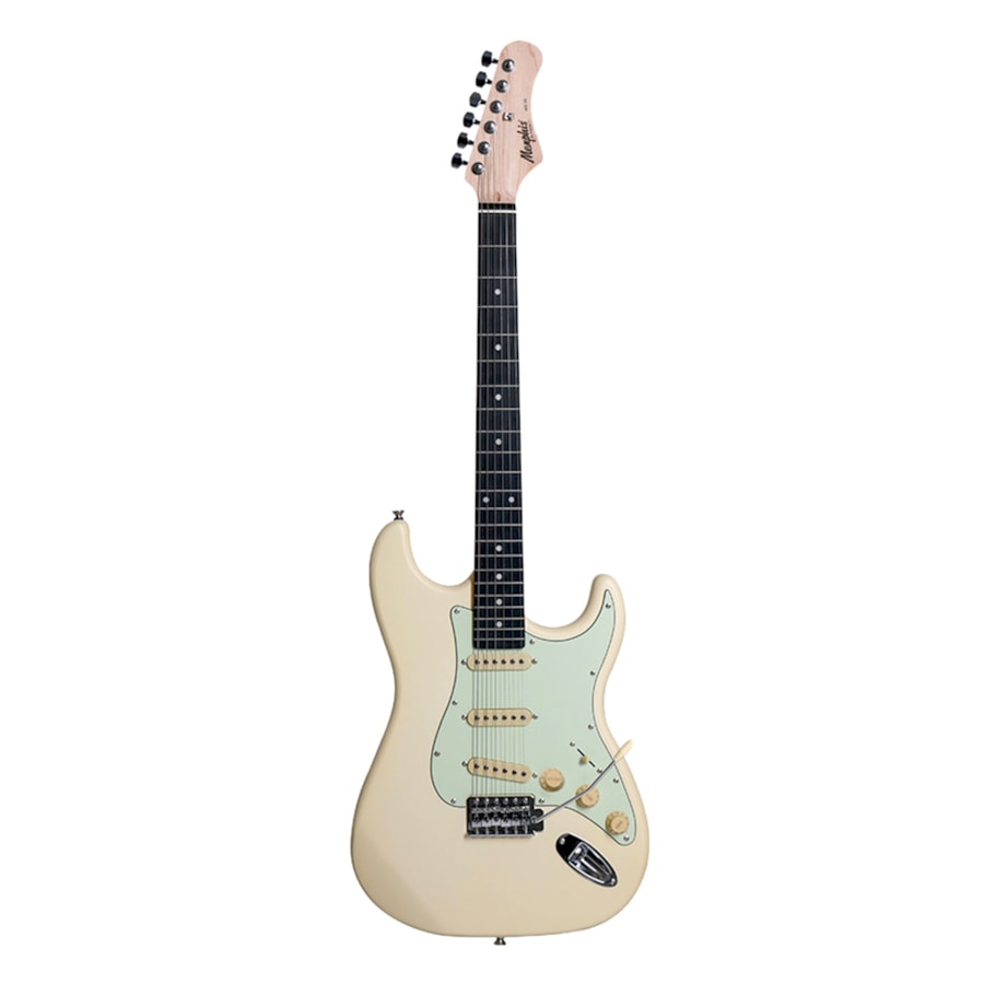Guitarra Memphis by Tagima MG-30 OWS E/MG Memphis Series Stratocaster Branca Fosca C/ Escudo Mint Green e Escala Escura