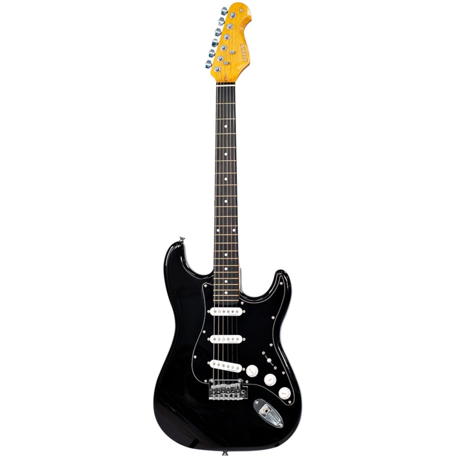 Guitarra PHX ST-1 BK E/BK Sunset Series Stratocaster Preta C/ Escala Escura e Escudo Preto