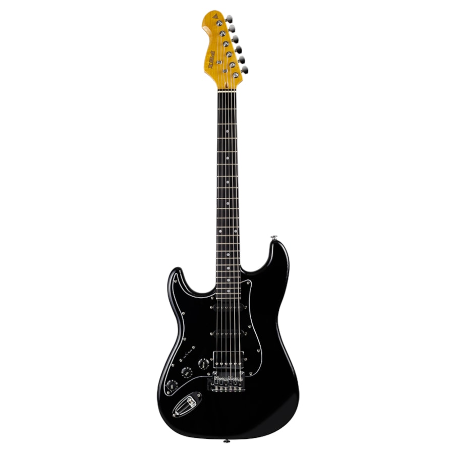 Guitarra PHX ST-H BK LH E/BK Sunset Series Stratocaster HSS Preta C/ Escala Escura e Escudo Preto Canhota Guitarra PHX ST-H BK LH E/BK Sunset Series Stratocaster HSS Preta C/ Escala Escura e Escudo Preto Canhota