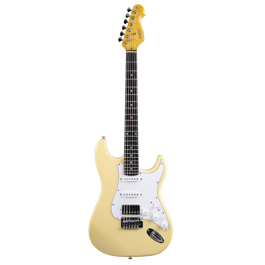 Guitarra PHX ST-H CH E/WH Sunset Series Stratocaster HSS Creme C/ Escala Escura e Escudo Branco