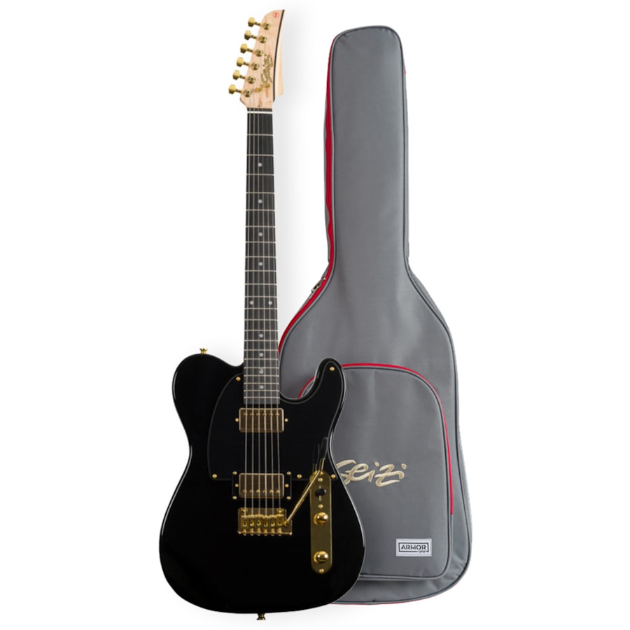 Guitarra Seizi Kabuto Black Gold E/BK Linha Katana Telecaster Branca com Bag