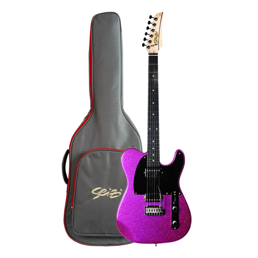 Guitarra Seizi Katana Kabuto Purple Sparkle E/BK Telecaster com Bag