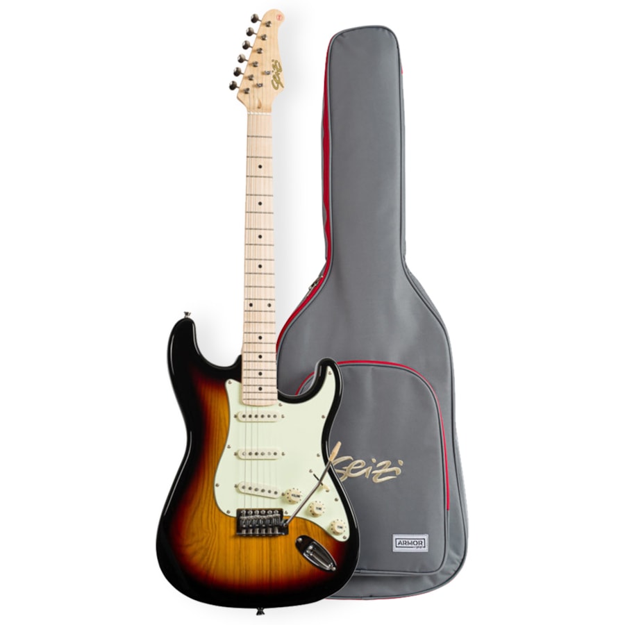 Guitarra Seizi Shinobi Ash SSS C/WH Linha Vintage Stratocaster Sunburst C/ Escala Clara e Escudo Branco Guitarra Seizi Shinobi Ash SSS C/WH Linha Vintage Stratocaster Sunburst C/ Escala Clara e Escudo Branco