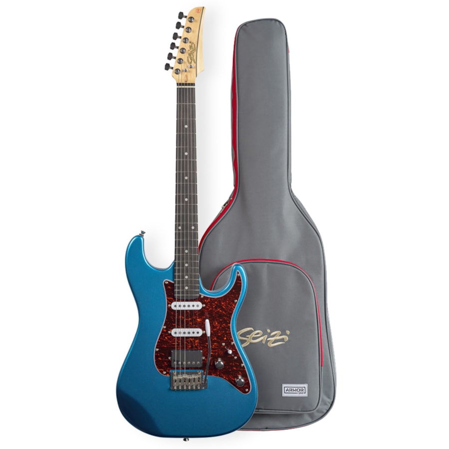 Guitarra Seizi Stratocaster Katana Musashi LPB Lake Placid Blue com Bag Guitarra Seizi Stratocaster Katana Musashi LPB Lake Placid Blue com Bag