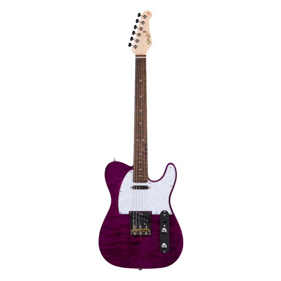 Guitarra Seizi Vintage Saitama Plus Quilted Purple E/WH Telecaster com Bag