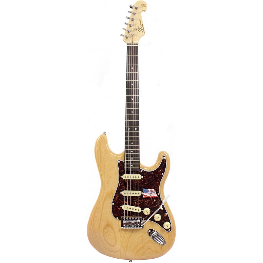 Guitarra SX SST/ASH/R NA Ash Series Stratocaster Natural C/ Escudo Tortoise