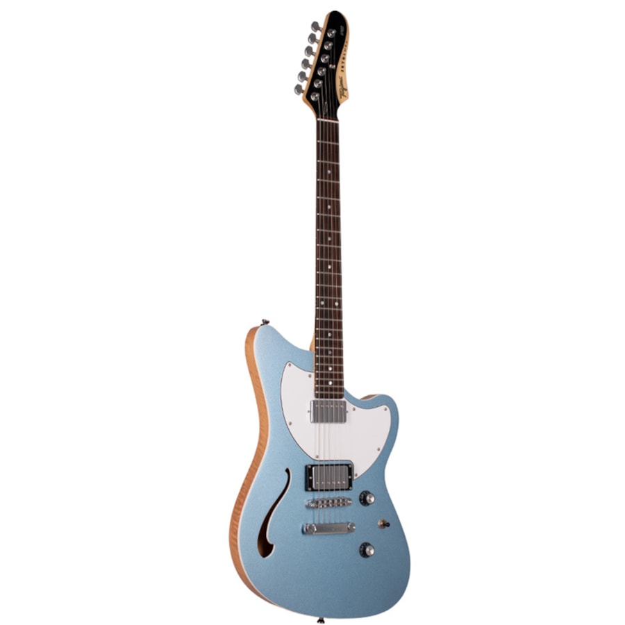 Guitarra Tagima Brazil Series Jet Blues Standard LPB E/WH Semiacústica Lake Placid Blue C/ Escudo Branco e Escala Escura