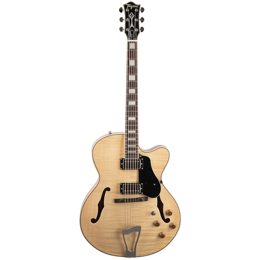 Guitarra Tagima Jazz 1900 NT E/BK Jazz n Blues Series Semiacústica Natural c/ Escala Escura e Escudo Preto c/ Case