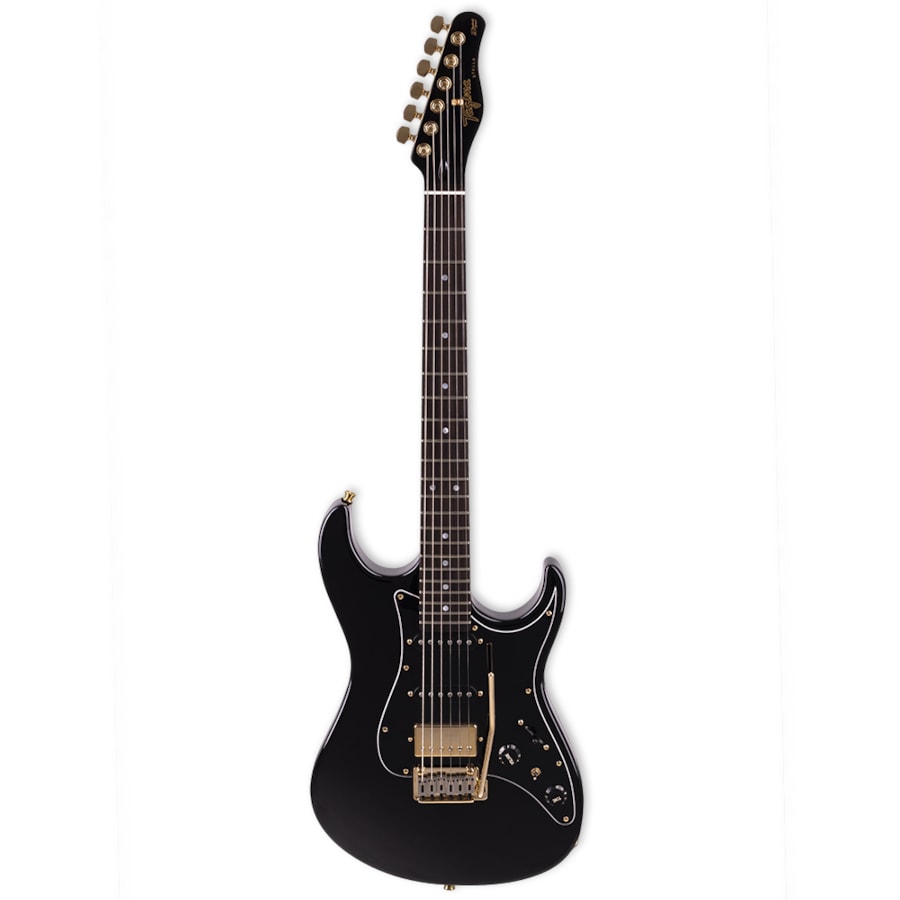 Guitarra Tagima Stella BKG E/BK Brazil Series Limited Edition Stratocaster Black Gold C/ Escala Escura e Escudo Preto e Ferragens Banhadas a Ouro