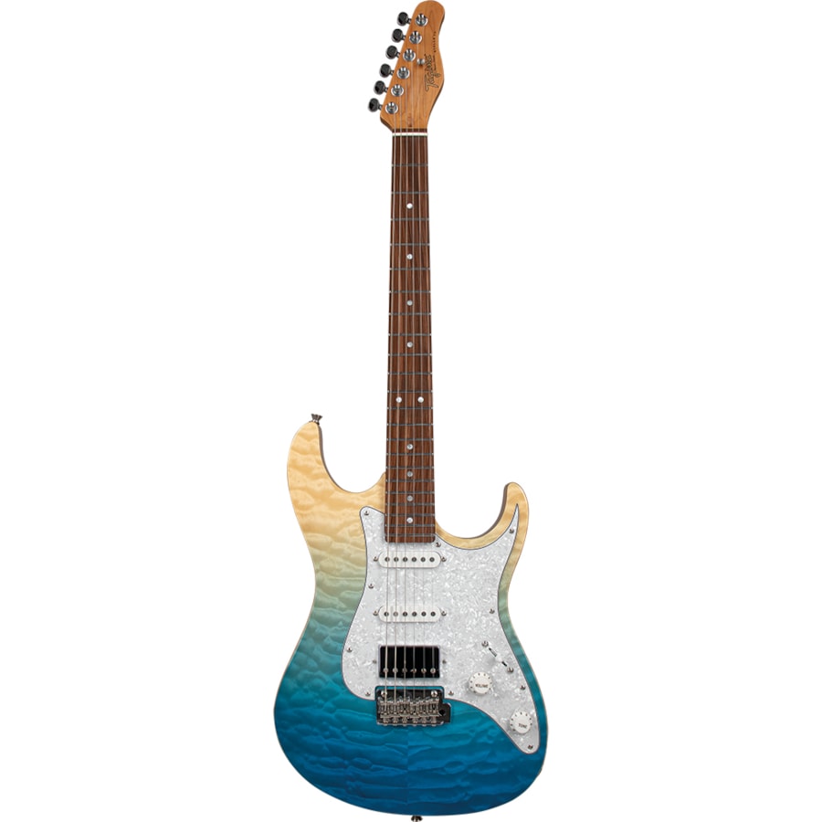 Guitarra Tagima Stella DW TBLF E/PW Classic Series Stratocaster HSS Transparent Blue Fade C/ Escala Escura e Escudo Branco Perolado