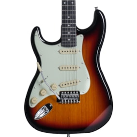 Guitarra Tagima TG-500 SB E/MG LH TW Series Stratocaster Sunburst C/ Escudo Mint Green e Escala Escura Canhota Guitarra Tagima TG-500 SB E/MG LH TW Series Stratocaster Sunburst C/ Escudo Mint Green e Escala Escura Canhota