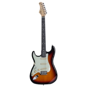 Guitarra Tagima TG-500 SB E/MG LH TW Series Stratocaster Sunburst C/ Escudo Mint Green e Escala Escura Canhota Guitarra Tagima TG-500 SB E/MG LH TW Series Stratocaster Sunburst C/ Escudo Mint Green e Escala Escura Canhota