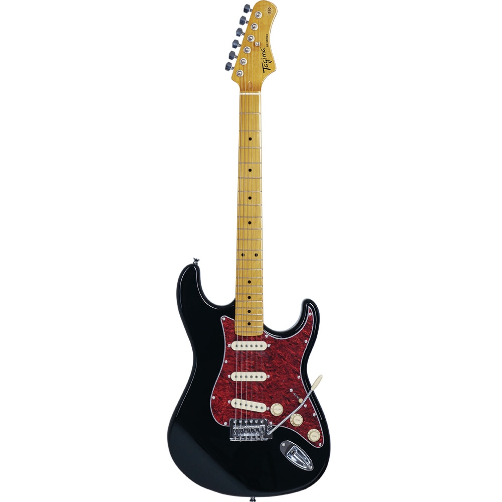 Guitarra Tagima TG-530 BK C/TT TW Series Stratocaster Preta C/ Escudo Tortoise e Escala Clara