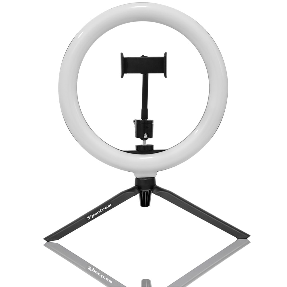 Iluminador Ring Light Spectrum SP-26 LED Deck de 15W C/ 3 Temperaturas de Mesa C/ Tripé