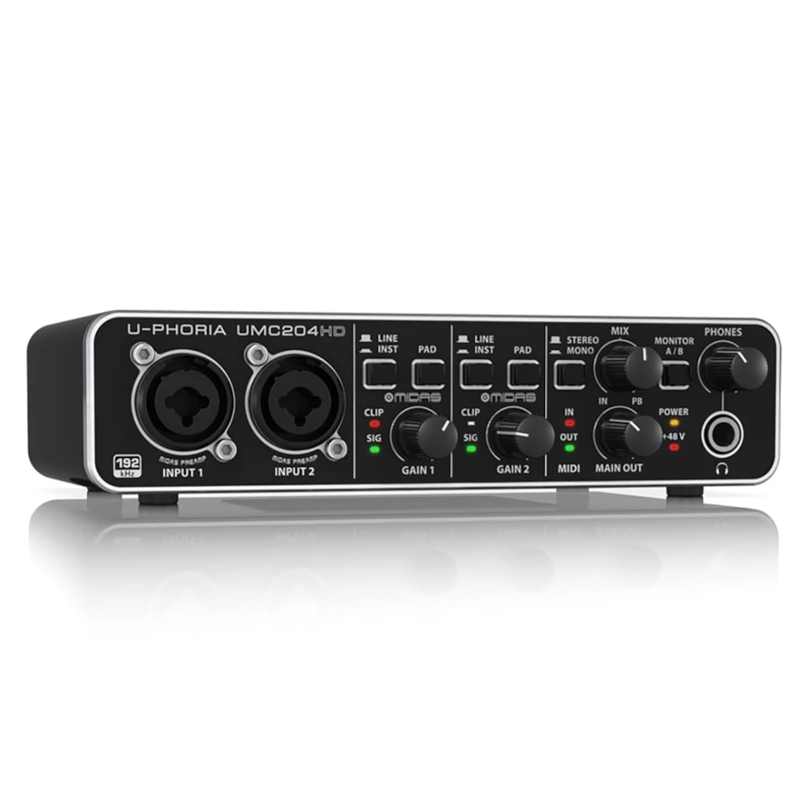 Interface de Áudio Behringer UMC204HD USB MIDI Interface de Áudio Behringer UMC204HD USB MIDI