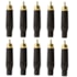 Kit 10 Conectores Amphenol RCA Macho ACPR BLK Preto Banhado a Ouro Profissional