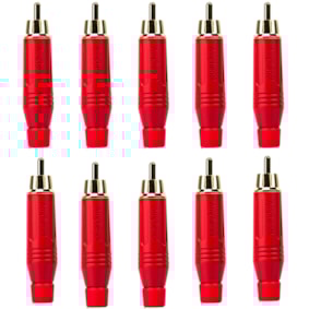 Kit 10 Conectores Amphenol RCA Macho ACPR RED Banhado a Ouro Profissional