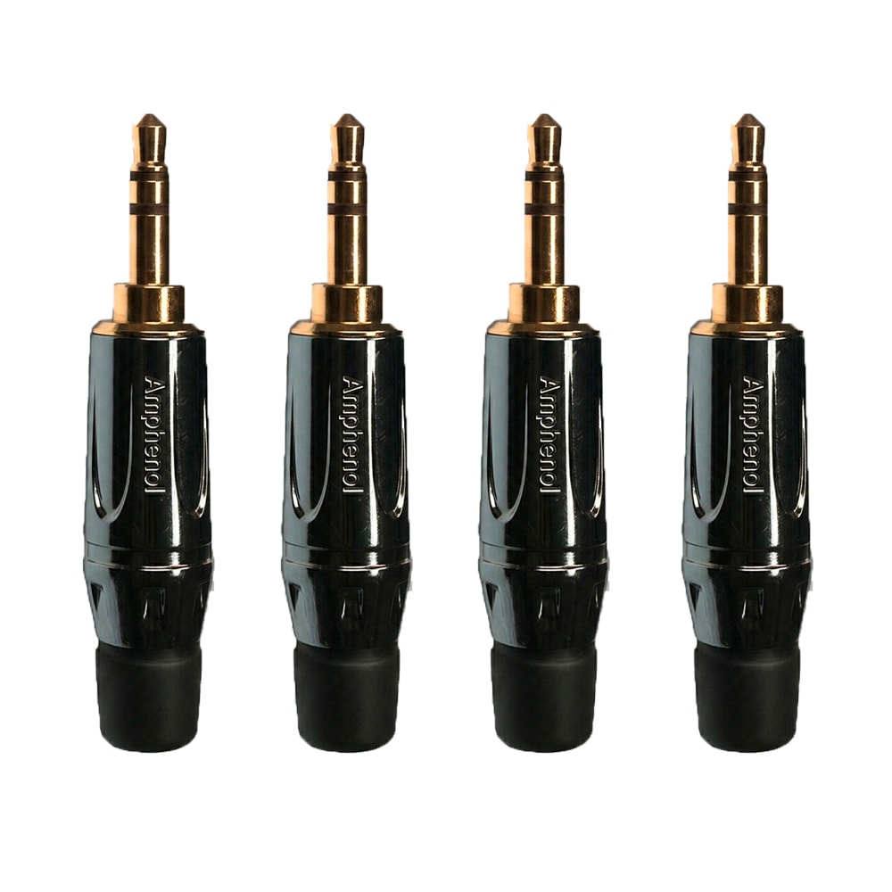 Kit 4 Conectores Amphenol P2 Stereo KS3PC AU Banhado a Ouro Profissional
