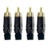 Kit 4 Conectores Amphenol RCA Macho ACPL CBK Preto Banhado a Ouro Profissional