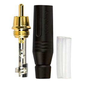 Kit 4 Conectores Amphenol RCA Macho ACPR BLK Preto Banhado a Ouro Profissional