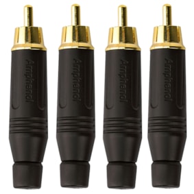 Kit 4 Conectores Amphenol RCA Macho ACPR BLK Preto Banhado a Ouro Profissional