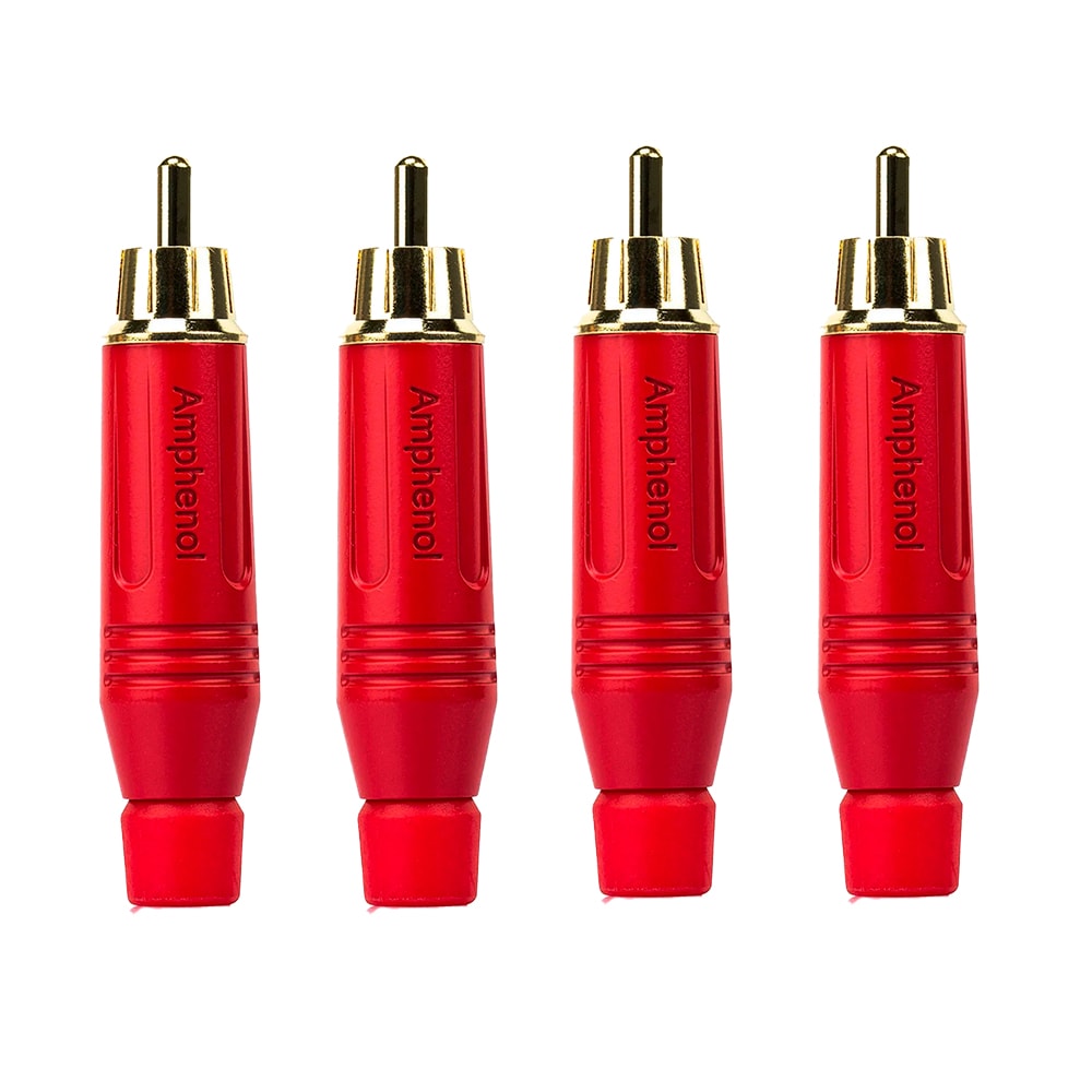 Kit 4 Conectores Amphenol RCA Macho ACPR RED Vermelho Banhado a Ouro Profissional