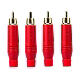 Kit 4 Conectores Amphenol RCA Macho ACPR RED Vermelho Banhado a Ouro Profissional