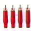 Kit 4 Conectores Amphenol RCA Macho ACPR RED Vermelho Banhado a Ouro Profissional