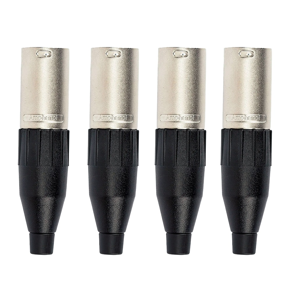 Kit 4 Conectores Amphenol XLR Macho AC3MM 3 Polos Preto 