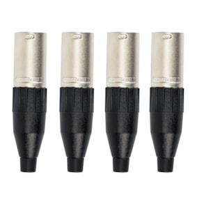 Kit 4 Conectores Amphenol XLR Macho AC3MM 3 Polos Preto