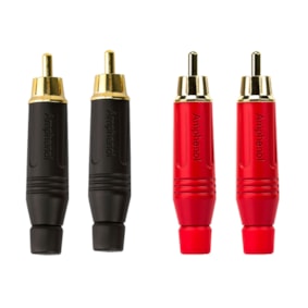Kit 4 Conectores RCA Macho Amphenol ACPR Banhado a Ouro Profissional – 2 Vermelhos + 2 Pretos 