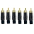 Kit 6 Conectores Amphenol RCA Macho ACPL CBK Preto Banhado a Ouro Profissional