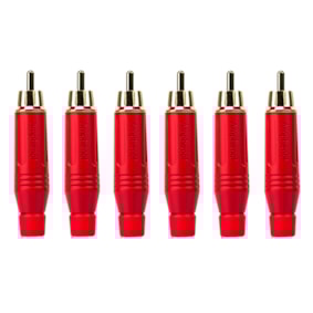 Kit 6 Conectores Amphenol RCA Macho ACPR RED Banhado a Ouro Profissional