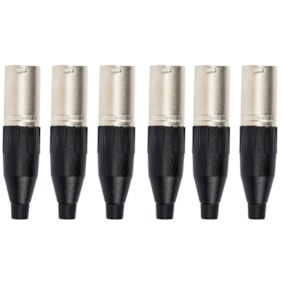 Kit 6 Conectores Amphenol XLR Macho AC3MM 3 Polos Preto