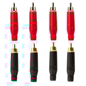 Kit 8 Conectores RCA Macho Amphenol ACPR Banhado a Ouro Profissional – 4 Vermelhos + 4 Pretos 