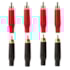 Kit 8 Conectores RCA Macho Amphenol ACPR Banhado a Ouro Profissional – 4 Vermelhos + 4 Pretos 