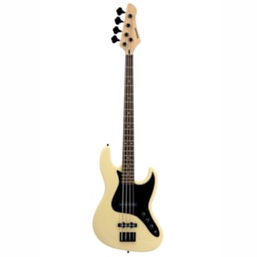 Kit Contrabaixo Rockwave RBK400 IV Ivory Passivo +Mini Amp + Acessórios
