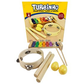 Kit de Percussão Infantil Turbinho BR-4B Bandinha Ritmica 4 Instrumentos 