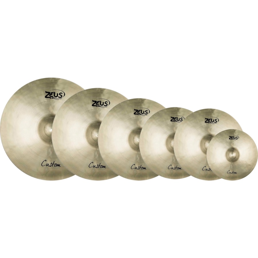 Kit de Pratos Zeus Custom Set c/ 14, 16, 18 e 20 Polegadas + Splash 10  Kit de Pratos Zeus Custom Set c/ 14, 16, 18 e 20 Polegadas + Splash 10