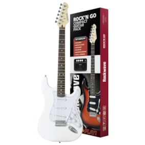 Kit Guitarra Rockwave RGK50 Branca Stratocaster +Mini Amp + Acessórios