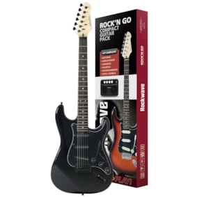 Kit Guitarra Rockwave RGK50 Preta Stratocaster +Mini Amp + Acessórios