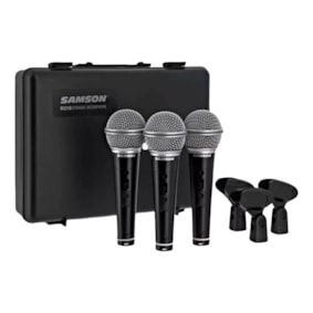 Kit Microfones Samson R21S3 Cardioide Dinâmico Chave On-Off 3 Unidades