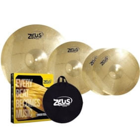 Kit Pratos Zeus Beginner Latão Set C com 14/16/20+Bag Kit Pratos Zeus Beginner Latão Set C com 14/16/20+Bag