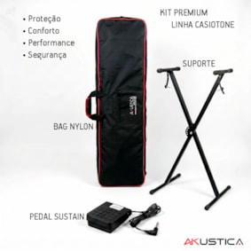 Kit Premium Acessórios Teclado 5/8 Linha Casiotone Bag + Suporte + Pedal