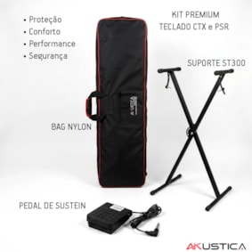Kit Premium Acessórios Teclado 5/8 Linha CTX e PSR Bag + Suporte + Pedal