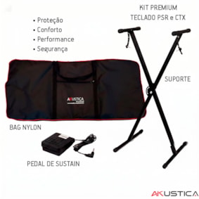 Kit Premium Acessórios Teclado 5/8 Linha CTX e PSR Bag + Suporte + Pedal